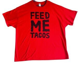 GILDAN MENS FEED ME TACOS GRAPHIC RED SHORT SLEEVE T-SHIRT SZ 3XL